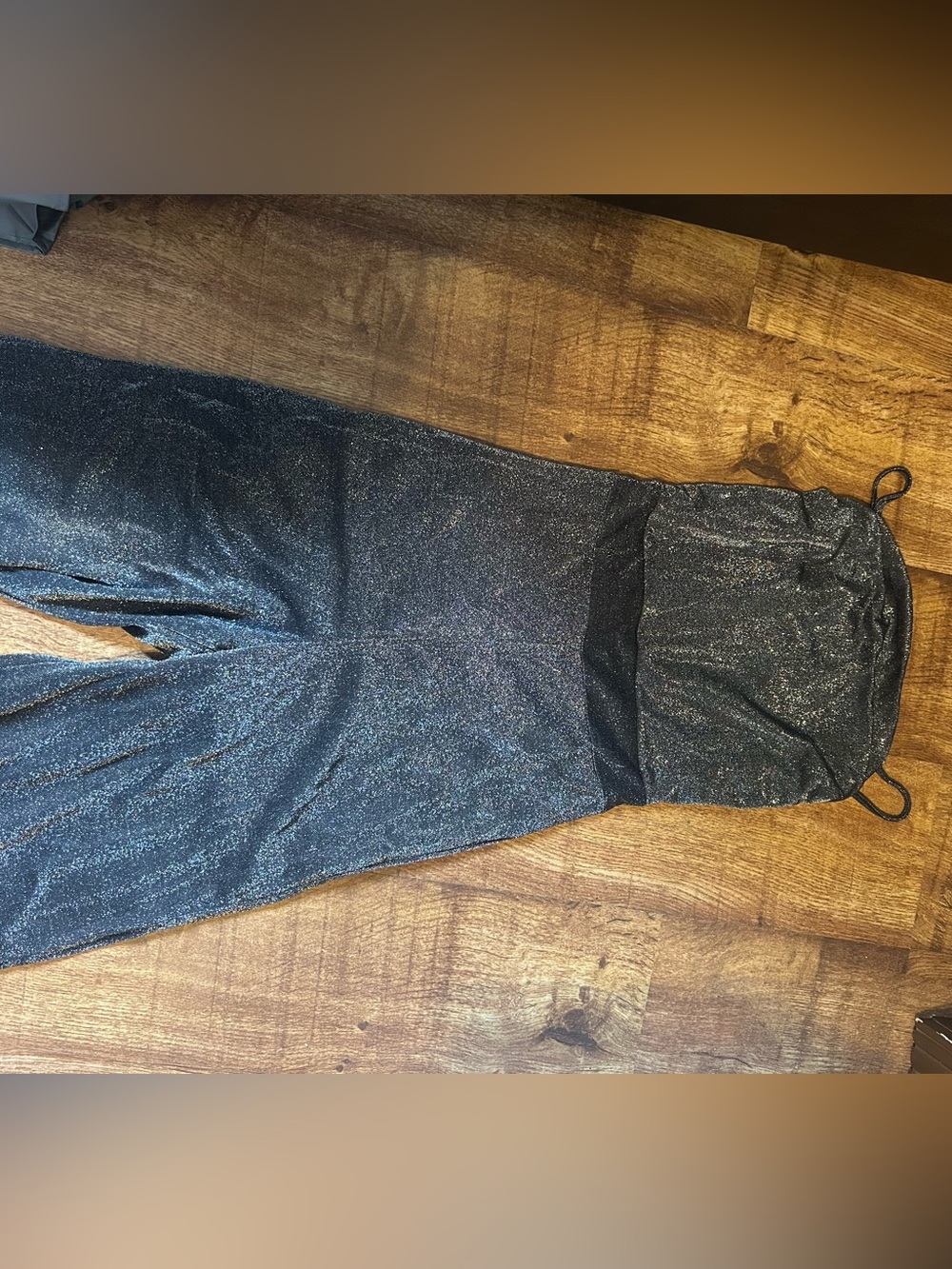 refuge Black Sparkle Strapless Jumpsuit